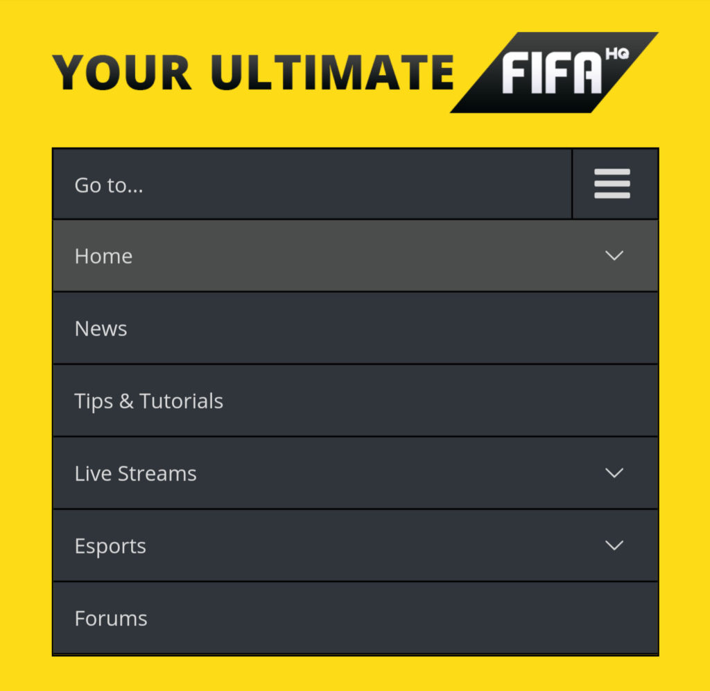 UltimateFIFA Responsive Menu Design